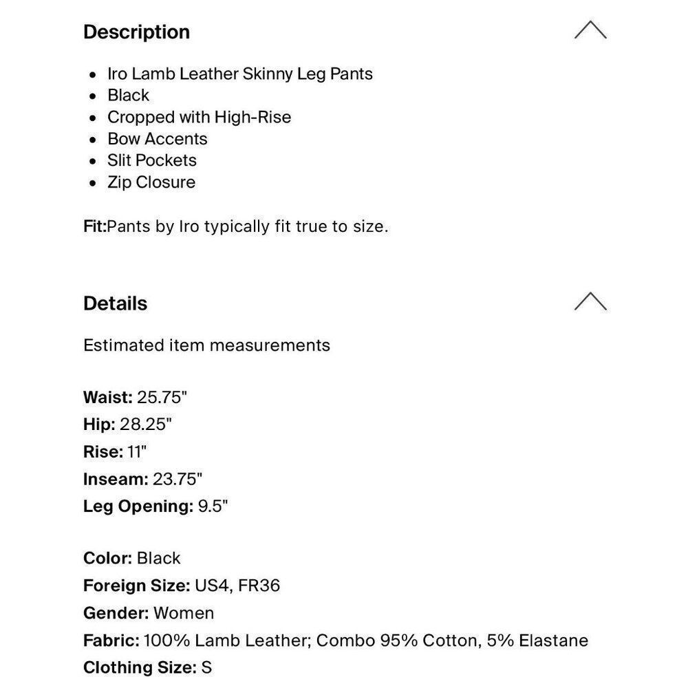 Iro Authentic Solid Black Genuine Lamb Leather Hi… - image 4